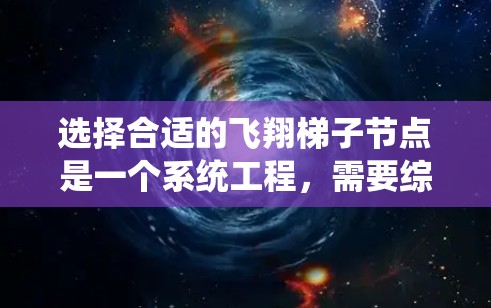 选择合适的飞翔梯子节点是一个系统工程,需要综合考虑多个因素以确保网络的高效和稳定运行。以下是一个清晰的步骤指南,帮助您选择合适的飞翔梯子节点 选择合适的飞翔梯子节点是一个系统工程,需要综合考虑多个因素以确保网络的高效和稳定运行。以下是一个清晰的步骤指南,帮助您选择合适的飞翔梯子节点