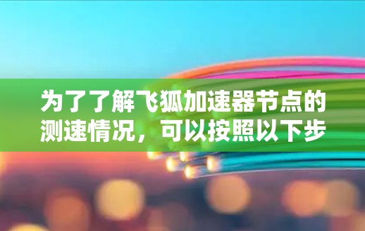 为了了解飞狐加速器节点的测速情况，可以按照以下步骤进行