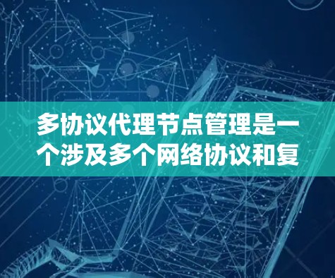 多协议代理节点管理是一个涉及多个网络协议和复杂管理策略的系统,旨在高效处理网络请求并保障数据传输的可靠性和安全性。以下是对该领域的详细总结 多协议代理节点管理是一个涉及多个网络协议和复杂管理策略的系统,旨在高效处理网络请求并保障数据传输的可靠性和安全性。以下是对该领域的详细总结