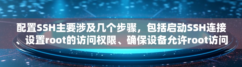 配置SSH主要涉及几个步骤，包括启动SSH连接、设置root的访问权限、确保设备允许root访问以及测试连接。以下是一个详细的教程